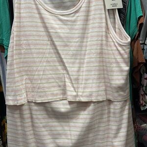 1X latched mama ribbed tank Striped Cream and Pink Women